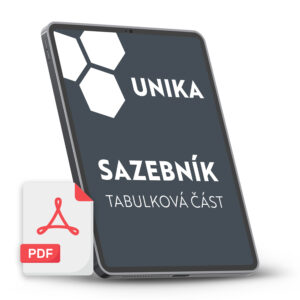Sazebník UNIKA 2026-2027 - TABULKOVÁ ČÁST 1-15 (verze v PDF ke stažení)